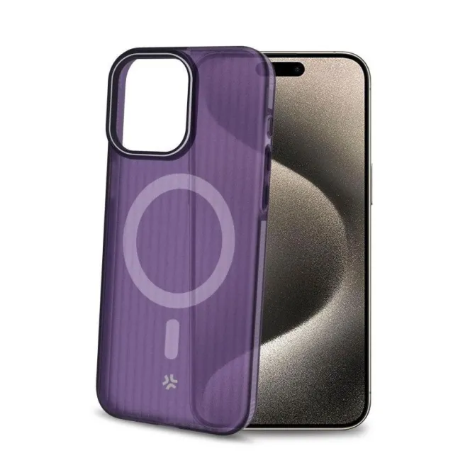 CELLY - MAGSUIT1079VL Custodia Magsuit per iPhone 16 Pro con MagSafe semi-trasparente - Viola