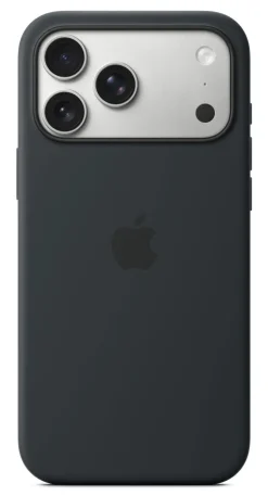 Custodia MagSafe in silicone Apple per iPhone 17 Pro Max nera con tracolla