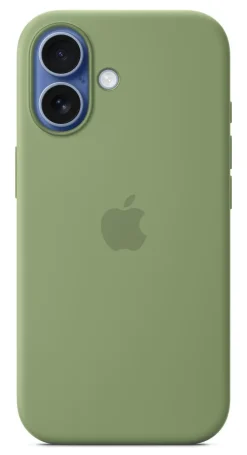 Custodia MagSafe in silicone Apple verde per iPhone 17 con tracolla