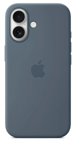 Custodia MagSafe in silicone blu Apple per iPhone 17 con tracolla e ricarica wireless