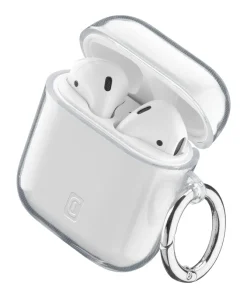 Custodia trasparente Cellularline Clear per AirPods con gancio e ricarica wireless