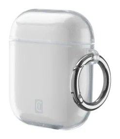 Custodia trasparente Cellularline Clear per AirPods con gancio e ricarica wireless