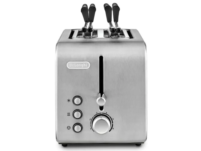 De'Longhi CTX2203 Tostapane, 550 W, 2 Fette con Pinze, Acciaio