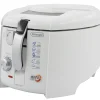 De'Longhi F28211 Friggitrice con Timer Digitale e Cestello Rotante, Termostato Regolabile, Filtro Removibile Antiodore, Capacità Olio 1.2L, Amplio Oblo', Vasca Antiaderente, Cestello Saliscendi