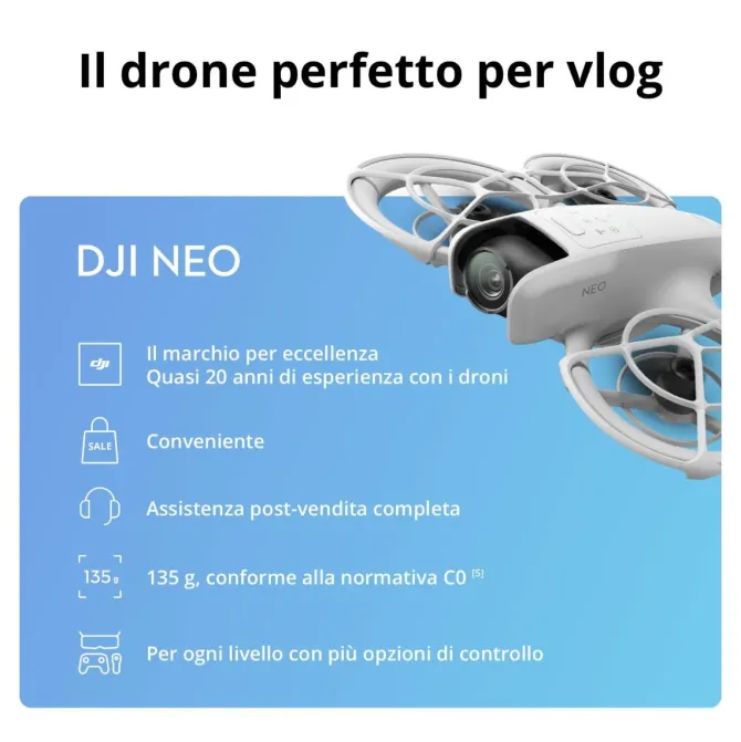 DJI - Drone quadri elica NEO - Grigio 7Km - 6m/s