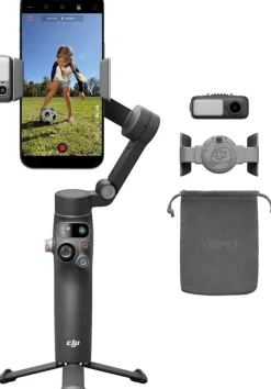 DJI Osmo Mobile 8 stabilizzatore per smartphone, tracciamento nativo con audio e illuminazione, rotazione panoramica a 360°, batteria da 10 h, manico telescopico, solida stabilizzazione a 3 assi