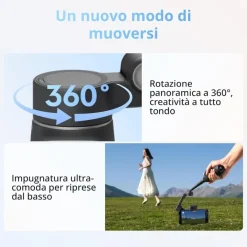 DJI Osmo Mobile 8 stabilizzatore per smartphone, tracciamento nativo con audio e illuminazione, rotazione panoramica a 360°, batteria da 10 h, manico telescopico, solida stabilizzazione a 3 assi