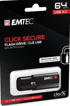 Emtec B120 Click Secure unità flash USB Nero 64 GB
