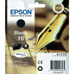 Epson Cartuccia Nero 16, serie WorkForce: WF-2010W/2510wf/2520NF/2530WF/2540WF/2630WF/2650DWF/2660DWF