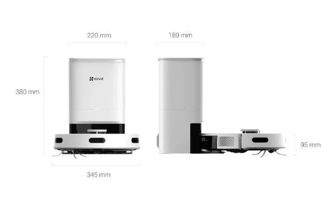 EZVIZ Robot Aspirapolvere con Sacchetto Potenza 4000 pa Capienza 300ml con Base colore Bianco - RE5PLUS