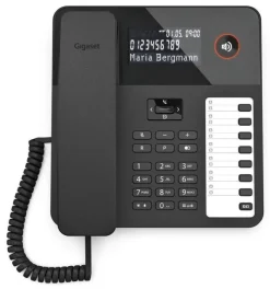 Gigaset DESK 600 Telefono Fisso Analogico Nero con Rubrica 100 Contatti