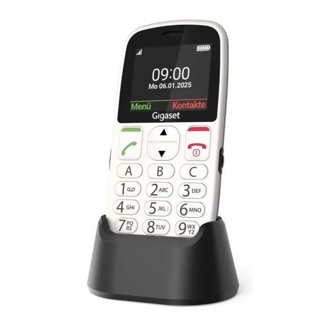 Gigaset GL395 5,59 cm (2.2"), EasyPhone Cellulare semplificato per anziani, Sim singola, Bluetooth, 90g - Bianco