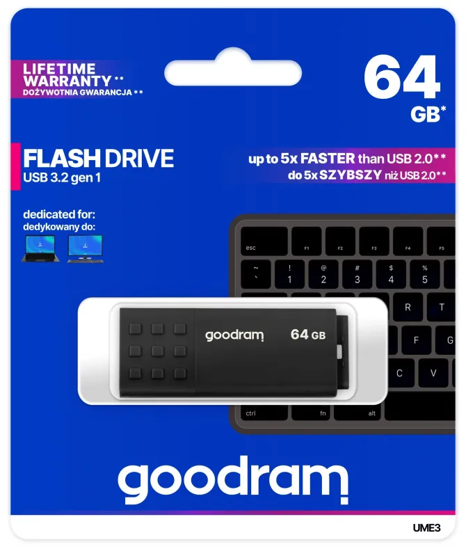 Goodram - Chiavetta USB UME3 (64 GB, USB 3.0), colore: Nero