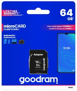 GOODRAM microSD 64GB GOODRAM SDXC c10 UHS-I/U1 M1AA con adattatore 100R/10W - M1AA-0640R12
