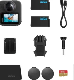 GoPro MAX2 Bundle – Videocamera 360° True 8K con Palo Prolunga, 2 Batterie Enduro e SD 64GB