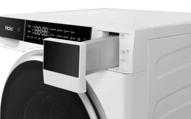 Haier Minidrum, Lavasciuga Compatta 5+2,5 KG, Classe A, 1200 giri, Bianco, AI PowerDrive, Refresh, Wi-Fi, HWD50-BP12307U-S