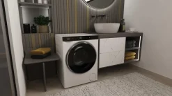 Haier Minidrum, Lavasciuga Compatta 5+2,5 KG, Classe A, 1200 giri, Bianco, AI PowerDrive, Refresh, Wi-Fi, HWD50-BP12307U-S