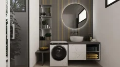 Haier Minidrum, Lavasciuga Compatta 5+2,5 KG, Classe A, 1200 giri, Bianco, AI PowerDrive, Refresh, Wi-Fi, HWD50-BP12307U-S