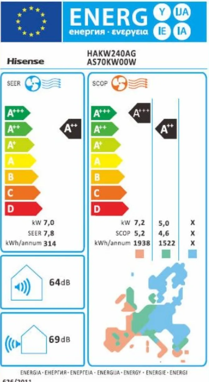 Hisense Condizionatore Uni Air HAKW240AG 24000 BTU Split + Motore