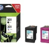 HP 301 2-pack Black/Tri-color Original Ink Cartridges Cartuccia d'inchiostro