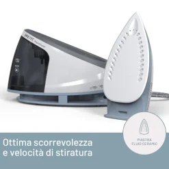 Imetec Rapidvapor Ferro da Stiro Generatore di Vapore, Piastra Fluid Ceramic a Rapido Riscaldamento, Leggero, Sistema di Pulizia Calc Clean