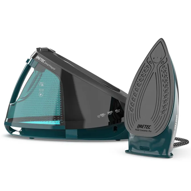Imetec Smartvapor Ferro da Stiro Generatore di Vapore, Vapore 2 volte più potente, Fino a 6,0 Bar Pump, 2400 W, Colpo di vapore da 350 g, Piastra Flui