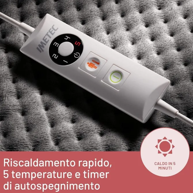 Imetec Termoforo Extra Large Intellisense XL per schiena e gambe, 38x50 cm, 5 temperature, Riscaldamento rapido