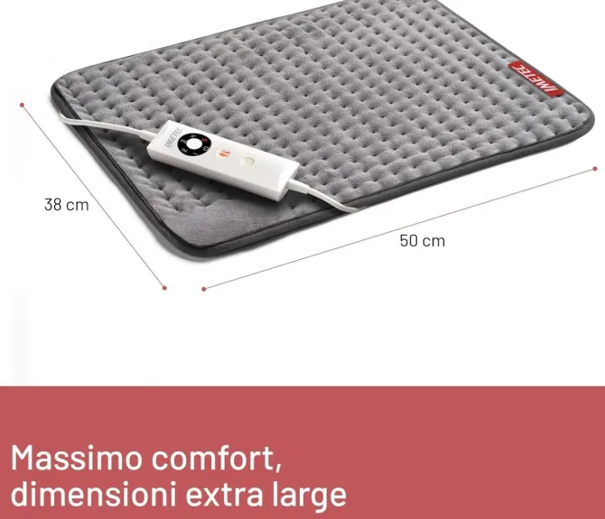 Imetec Termoforo Extra Large Intellisense XL per schiena e gambe, 38x50 cm, 5 temperature, Riscaldamento rapido