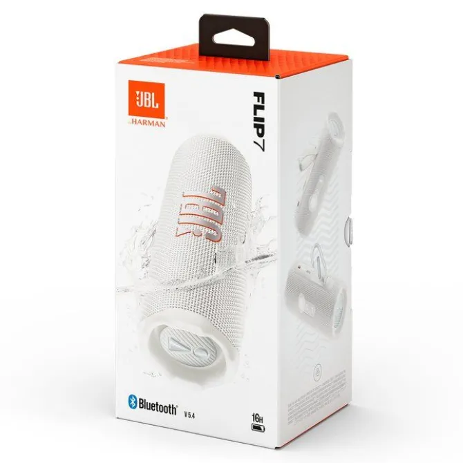 JBL - FLIP 7 - Speaker Altoparlante 25W, Bluetooth 5.4, Suono audace JBL Pro con AI Sound Boost Fino, autonomia 16h - Bianco