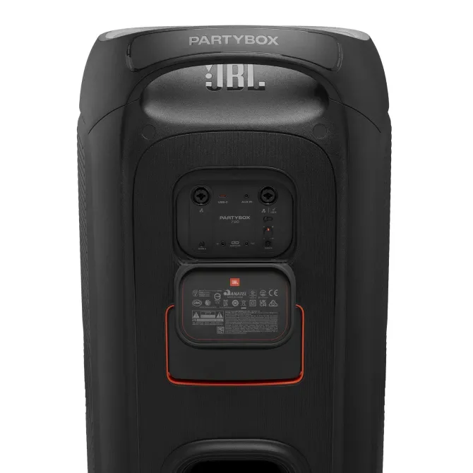 JBL PartyBox 720 Cassa Party Bluetooth Wireless con Gioco di Luci Dinamico, Autonomia di 15 Ore, Resistenza IPX4, JBL Pro Sound e Connessione Multi-speaker Auracast, Nero