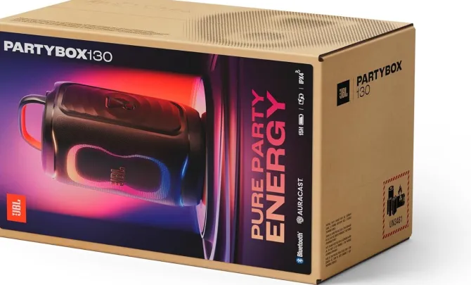 JBL PartyBox 130 Diffusore Portatile per feste con potente JBL Sound, Bluetooth, Lightshow dinamico, Design IPX4 resistente agli schizzi, fino a 15 ore di Batteria, Nero