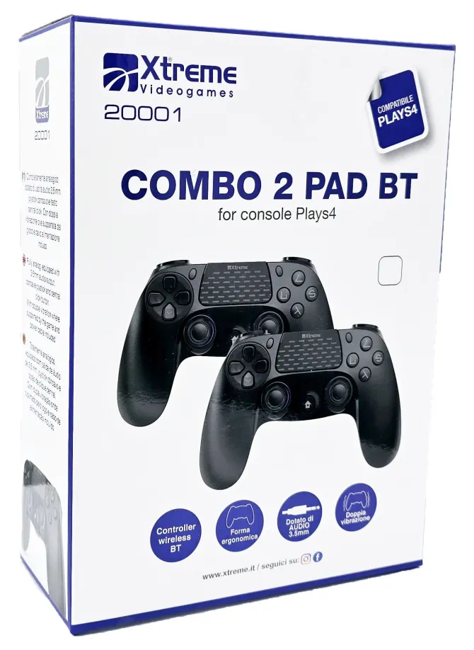 Kit due Plays 4 Wireless Controller XTREME8022804200013 con Bluetooth e ingresso cuffia