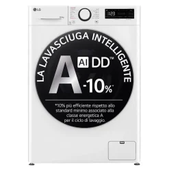 LG D4R5010TSWS Lavasciuga 10/6kg AI DD, Serie R5 Classe D, 1400 giri, Bianca