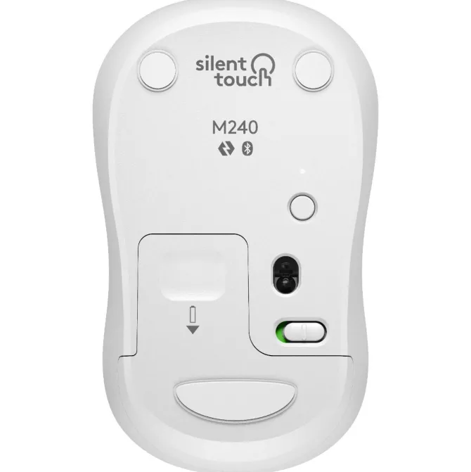 LOGITECH - Mouse M240, Bluetooth, Rotella di Scorrimento, 2 Direzioni, 1 batteria AA - Bianco