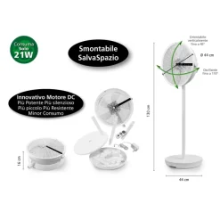 Macom Enjoy & Relax 983 ventilatore, 12 velocità, 24W, motore DC senza spazzole - Bianco