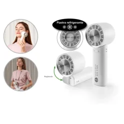 MACOM - Mini ventilatore portatile ICE FAN nebulizzatore, 162 mm, batteria al litio da 2000mAh, Ricarica USB-C,