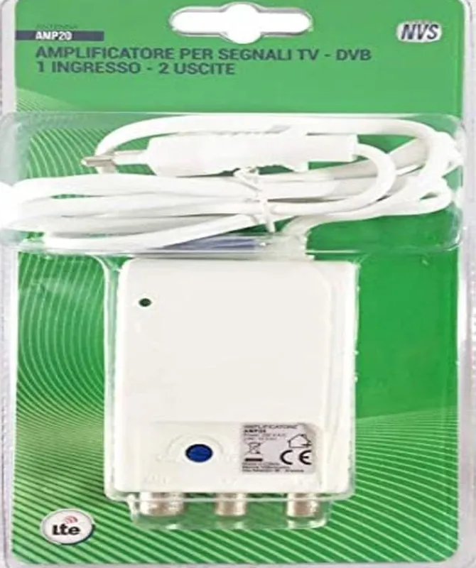 NVS AMP20 Amplificatore di segnale di antenna da interno per 2 uscite TV