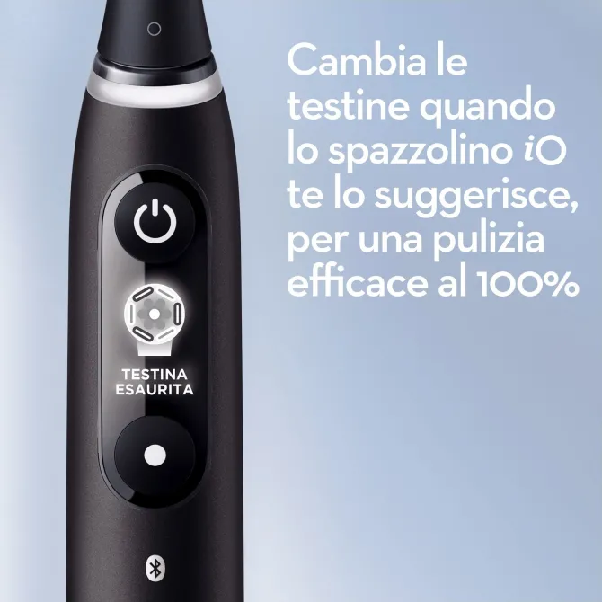 Oral-B iO Spazzolino Elettrico Avanzato iO iO6, 5 velocità, 2 testine di ricambio - sensore di pressione intelligente