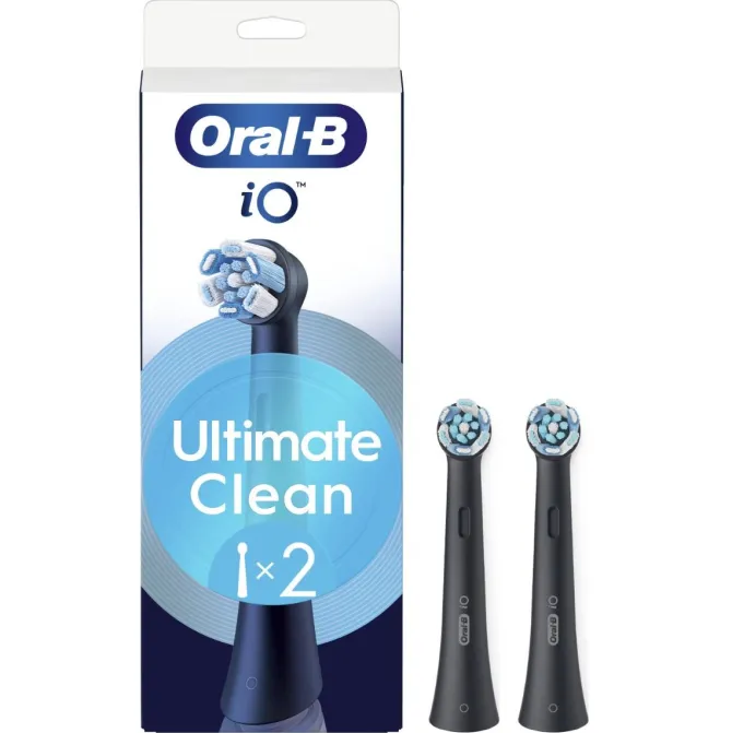 ORAL-B - OB PW REFILL ULTIMATE CLEAN BLACK X2CT, Testine Rotonde Originali, per Gengive Sensibili, 2 Testine - Nero