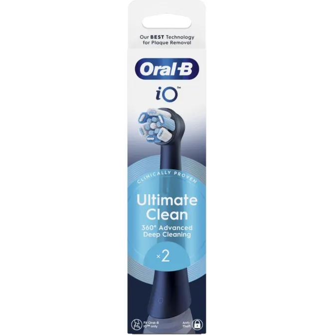 ORAL-B - OB PW REFILL ULTIMATE CLEAN BLACK X2CT, Testine Rotonde Originali, per Gengive Sensibili, 2 Testine - Nero