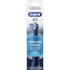 ORAL-B - OB PW REFILL ULTIMATE CLEAN BLACK X3CT, testine di ricambio Oral-B iO Series Ultimate Clean, 4000 setole morbide - Nero