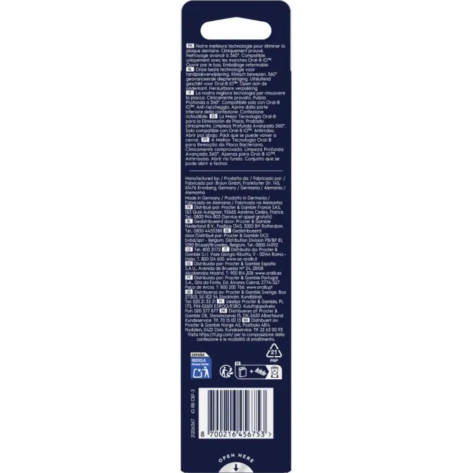 ORAL-B - OB PW REFILL ULTIMATE CLEAN BLACK X3CT, testine di ricambio Oral-B iO Series Ultimate Clean, 4000 setole morbide - Nero