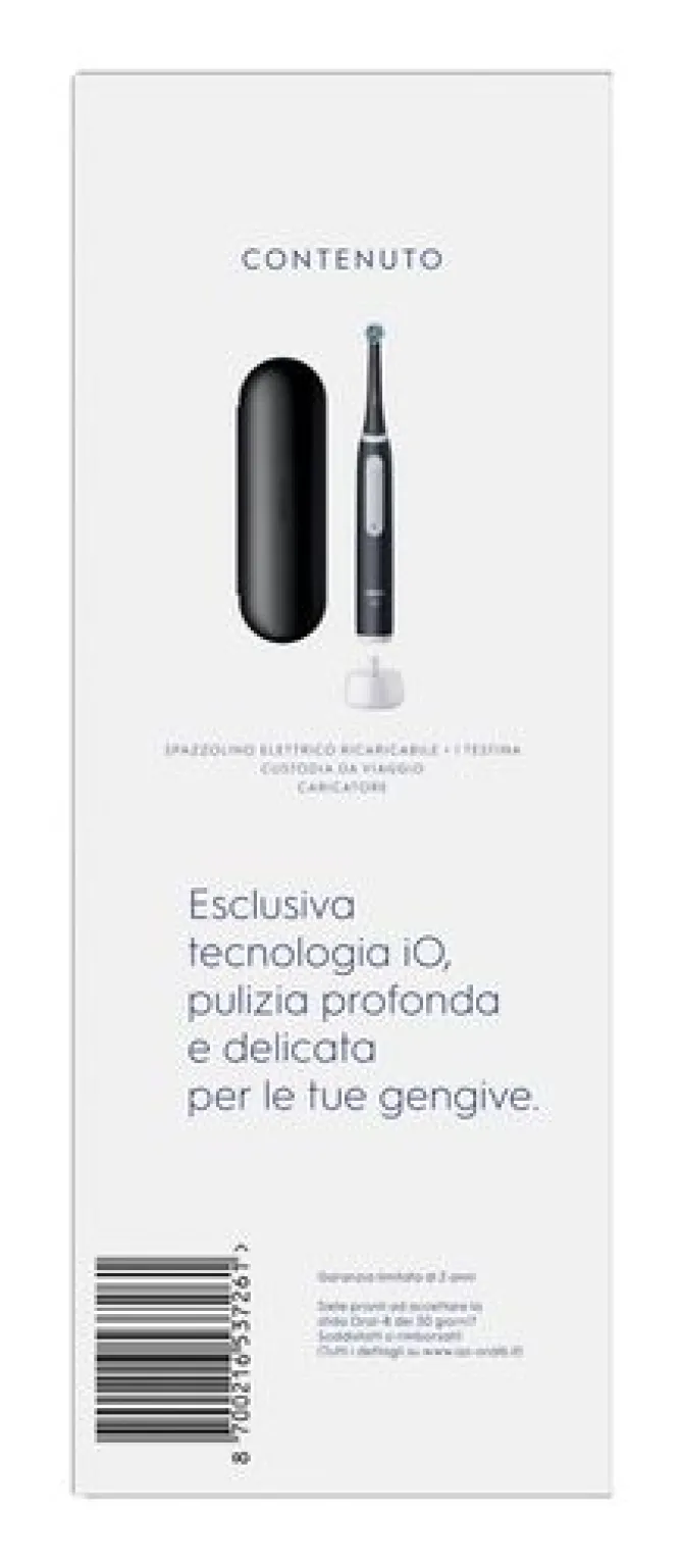 Oral-B Spazzolino Elettrico Ricaricabile iO 3 Nero, 1 Testina Di Ricambio, 1 Custodia Da Viaggio