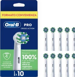 Oral-B Testina Di Ricambio PRO Cross Action Bianca, Confezione Da 10 Testine
