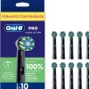 Oral-B Testine di Ricambio Pro, Cross Action, Nere, 10 Ricambi - 10 Testine di Ricambio per Spazzolino Elettrico, Autentiche, Setole Angolate che si Adattano a ogni Dente per una Pulizia Profonda