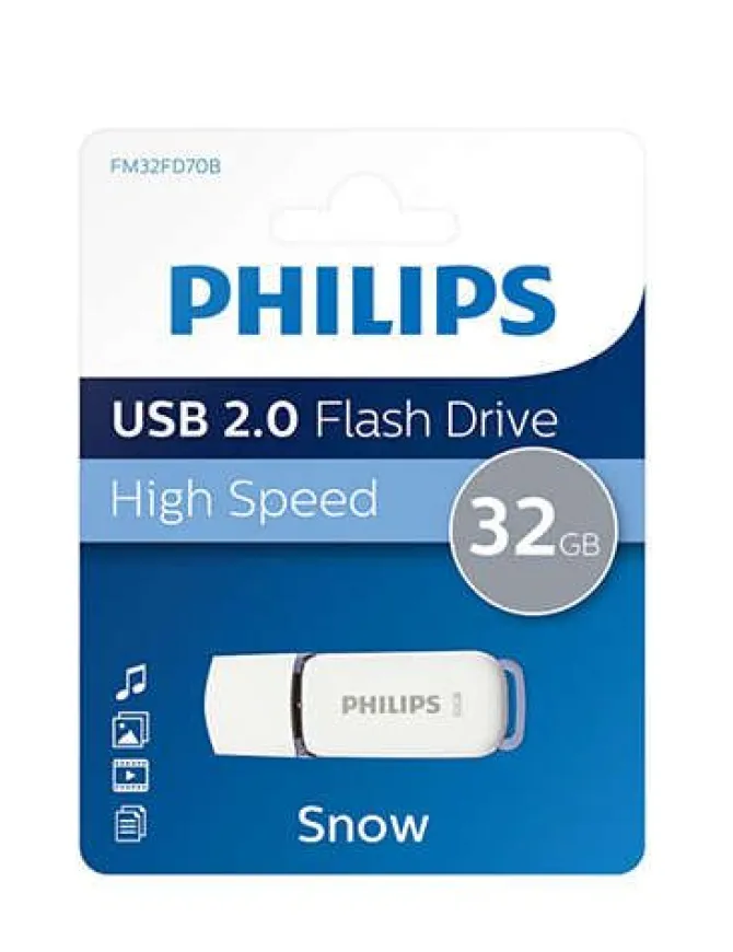 Philips - SNOW Chiavetta USB 32 GB Grigio FM32FD70B/00 USB 2.0 - Blu, Bianco