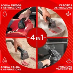Polti StainOver SC30, lavatappeti con funzione pulitore a vapore, 4 funzioni in 1