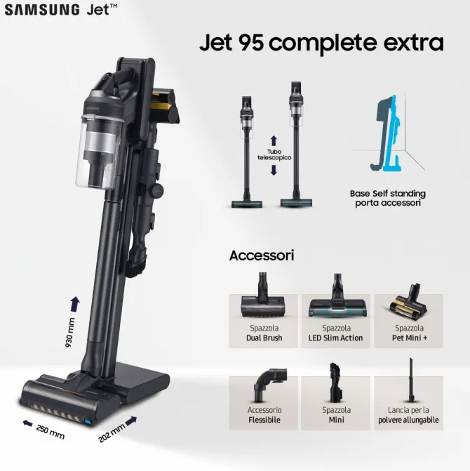 Samsung Aspirapolvere senza filo Jet™ 95 complete extra 210W VS20C9554TK