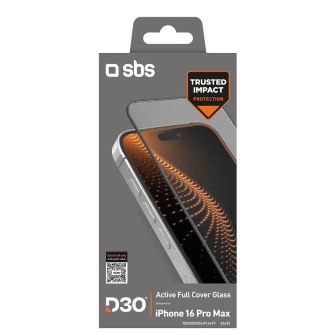 SBS - D3O Screenglass iPhone 16 Pro Max TED3OSCRGLIP1667P - Trasparente
