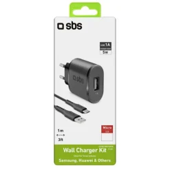 SBS Kit di ricarica Micro USB da Viaggio 1000 mAh 100 cm